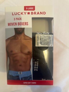 Lucky Brand Men’s 3-Pack Woven Boxers - Black & Blue ( only 2)
